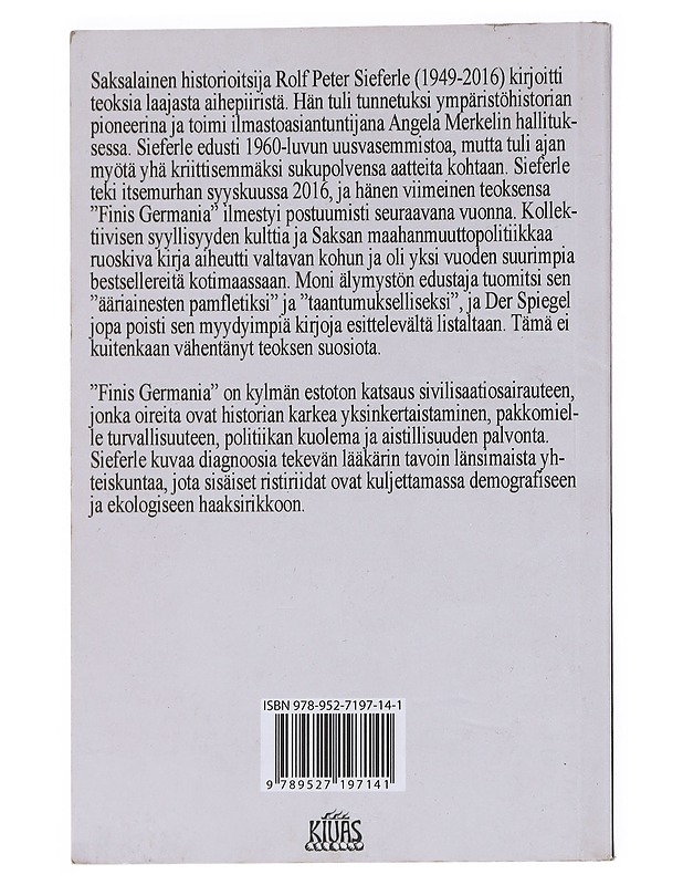 Finis Germania - Sieferle, Rolf Peter - Historiakirjat - 10105544269 - 1