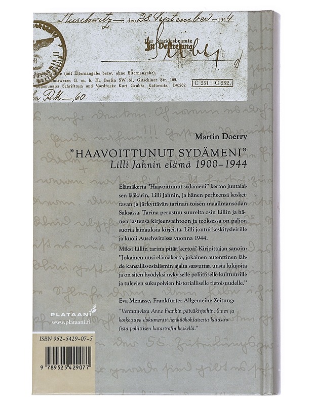 'Haavoittunut sydämeni' : Lilli Jahnin elämä 1900-1944 - Doerry, Martin - Elämäkerrat ja muistelmat - 10105544376 - 1