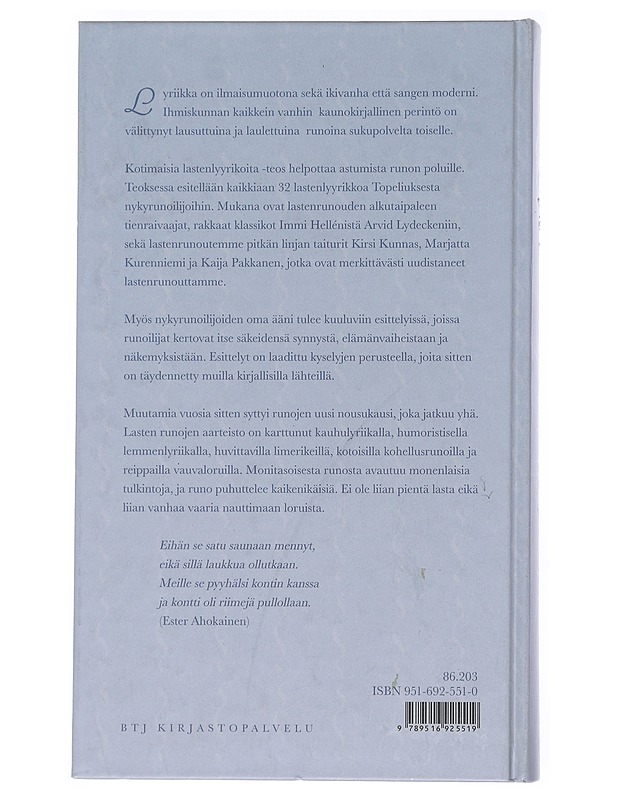 Kotimaisia lastenlyyrikoita - Mervi Koski - Tietokirjat ja oppaat - 10105544385 - 1