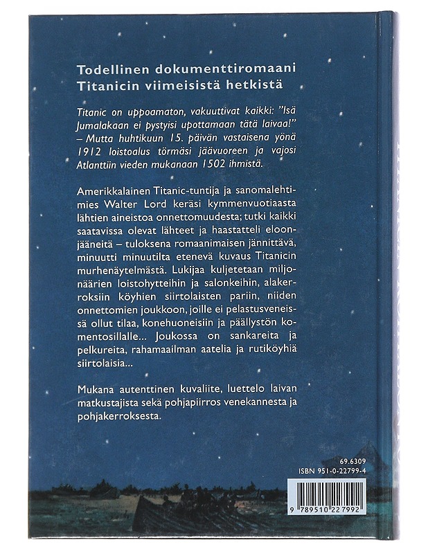 Titanicin kohtalonyö - Lord, Walter - Historiakirjat - 10105544459 - 1