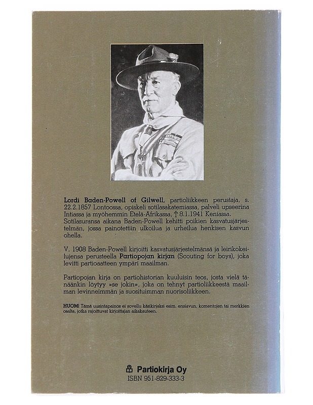 Partiopojan kirja - Baden-Powell, Robert - Tietokirjat ja oppaat - 10105544470 - 1