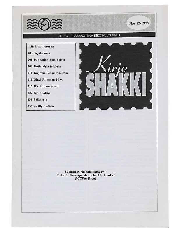 Kirjeshakki N:o 12 / 1998 - Lehdet - 10105544517 - 0