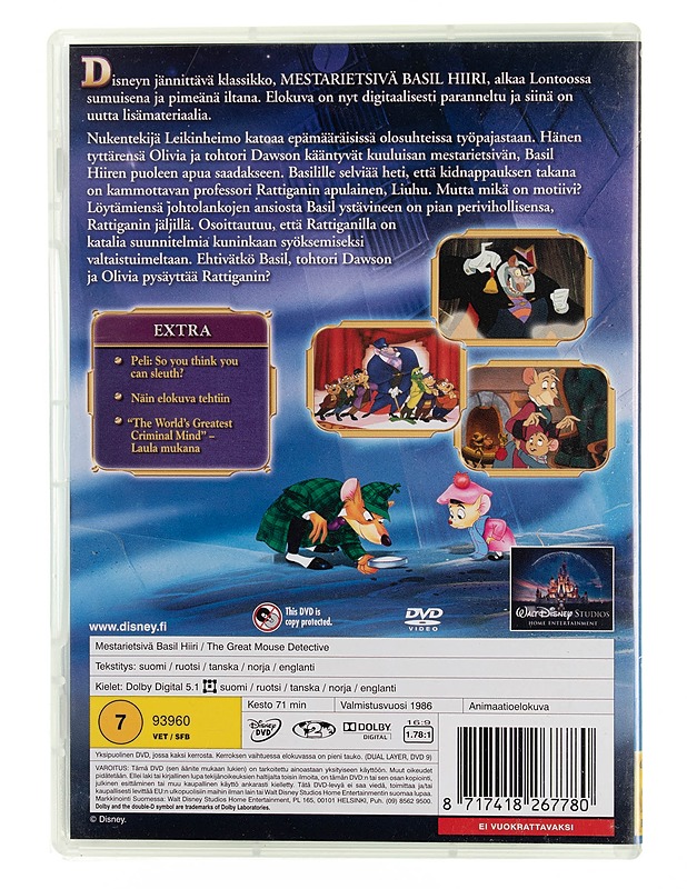 Mestarietsivä Basil Hiiri - DVD - DVD-elokuvat - 10105544634 - 1