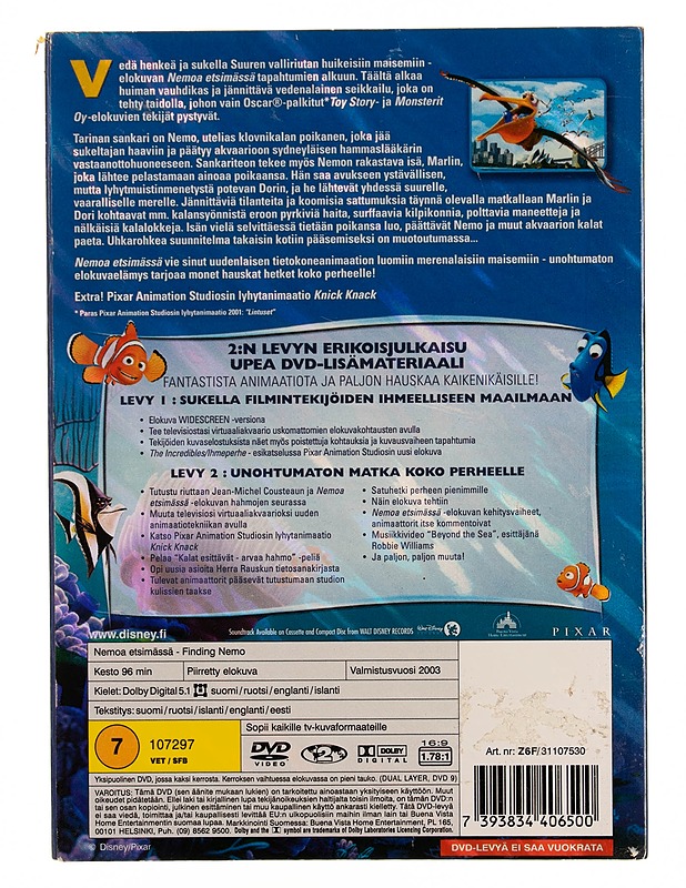 Nemoa Etsimässä - DVD - DVD-elokuvat - 10105544638 - 1