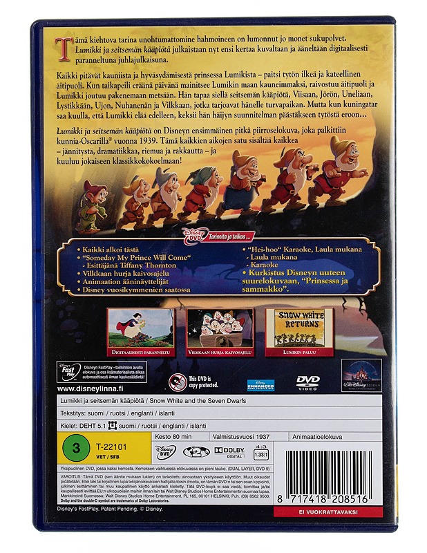 Lumikki ja seitsemän kääpiötä - DVD - DVD-elokuvat - 10105544649 - 1