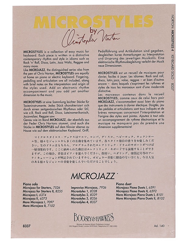 Microstyles for keyboard - Norton, Christopher - Musiikki- ja elokuvakirjat - 10105544842 - 1
