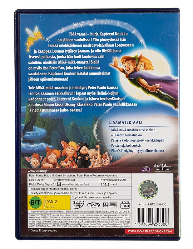Peter Pan ja Paluu mikä-mikä-maahan - DVD-elokuvat - 10105544917 - 1