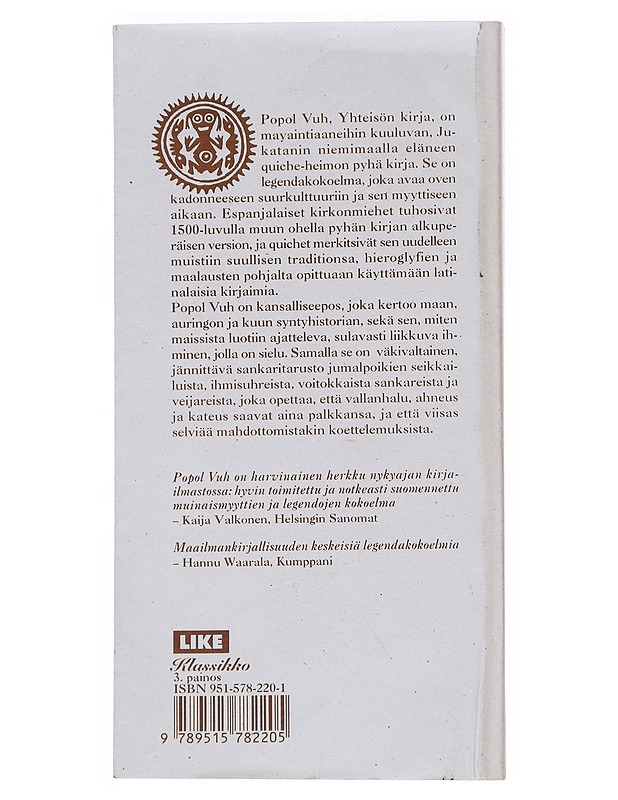 Maya-intiaanien kansalliseepos: Popol vuh - Ranta, Ulla - Historiakirjat - 10105545121 - 1