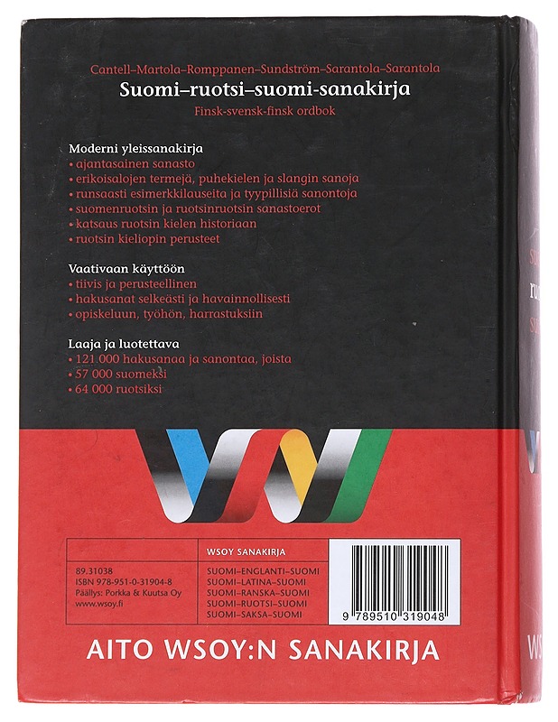 Suomi-ruotsi-suomi sanakirja - Cantell, Ilse - Matkaoppaat ja sanakirjat - 10105545201 - 1