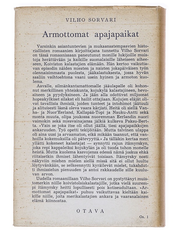 Armottomat apajapaikat - Sorvari, Vilho - Romaanit ja novellit - 10105545431 - 1
