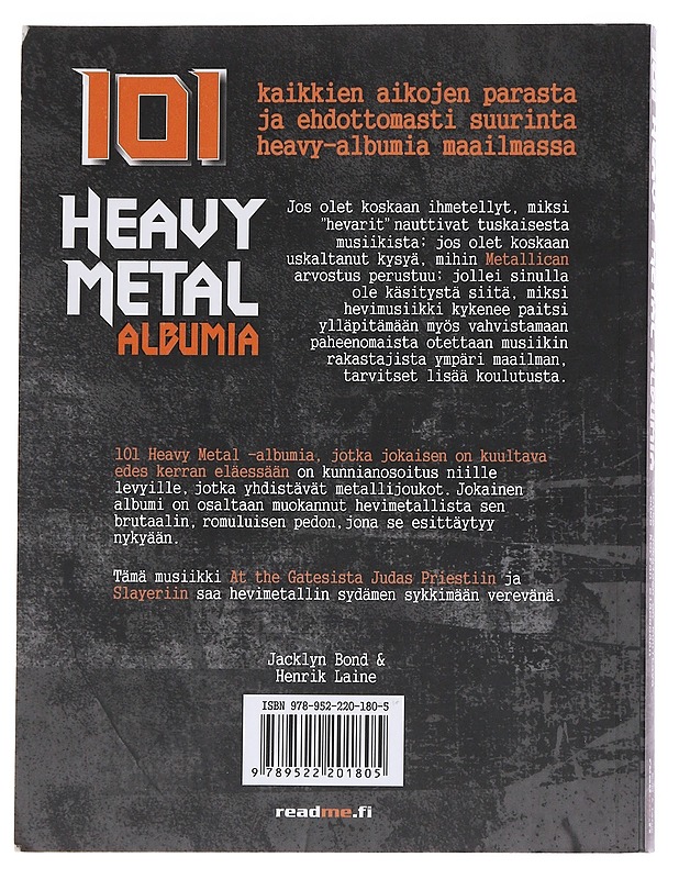 101 heavy metal -albumia, jotka jokaisen on kuultava edes kerran eläessään - Bond, Jaclyn - Musiikki- ja elokuvakirjat - 10105545453 - 1