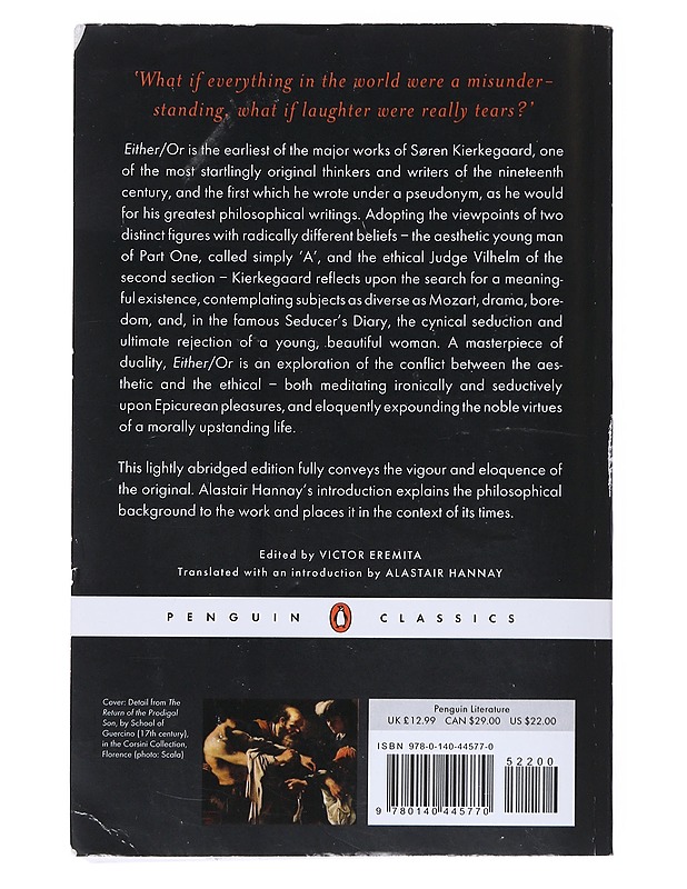 Either/or : a fragment of life - Kierkegaard, Søren - Tietokirjat ja oppaat - 10105545528 - 1