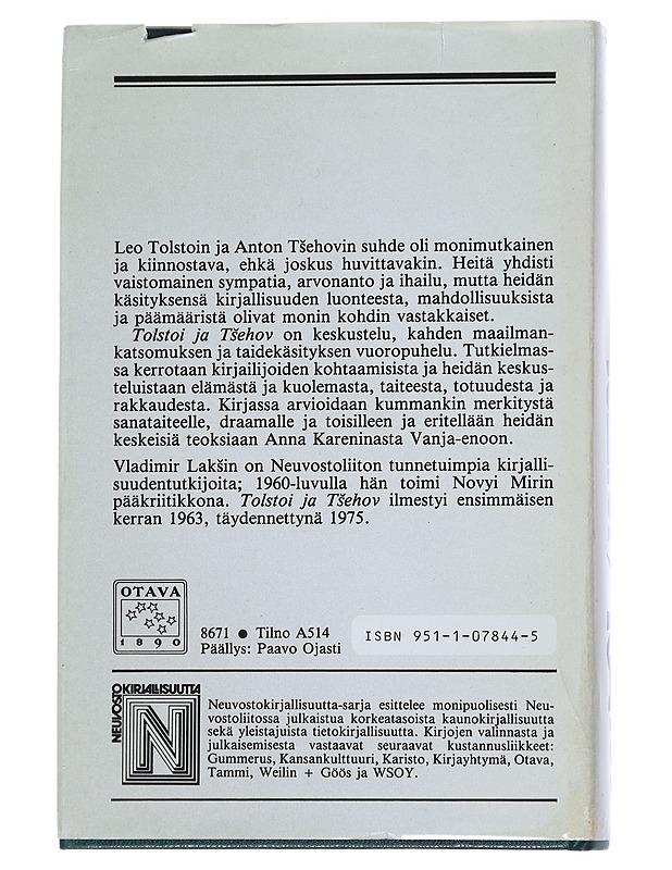 Tolstoi ja Tsehov - Laksin, Vladimir - Elämäkerrat ja muistelmat - 10105545974 - 1