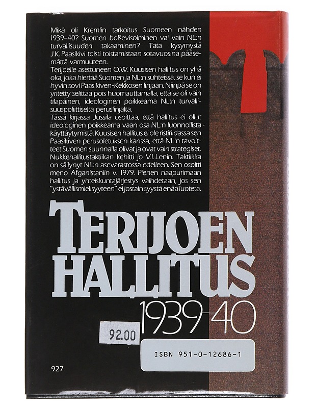 Terijoen hallitus 1939-40 - Osmo Jussila - Historiakirjat - 10105546198 - 1