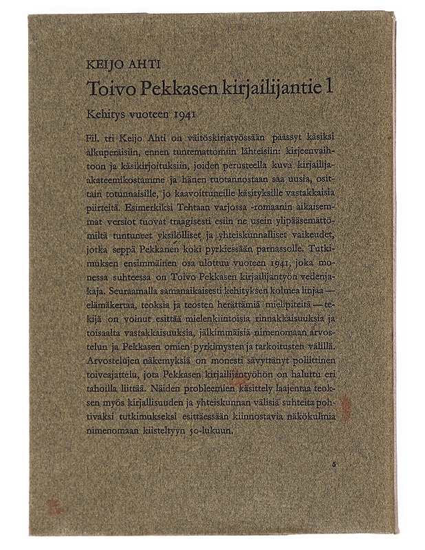Toivo Pekkasen kirjailinjantie 1 - Keijo Ahti - Historiakirjat - 10105546225 - 1