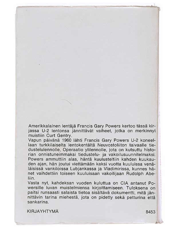 U-2 operaatio ylilento - Powers, Francis Gary - Elämäkerrat ja muistelmat - 10105546366 - 1
