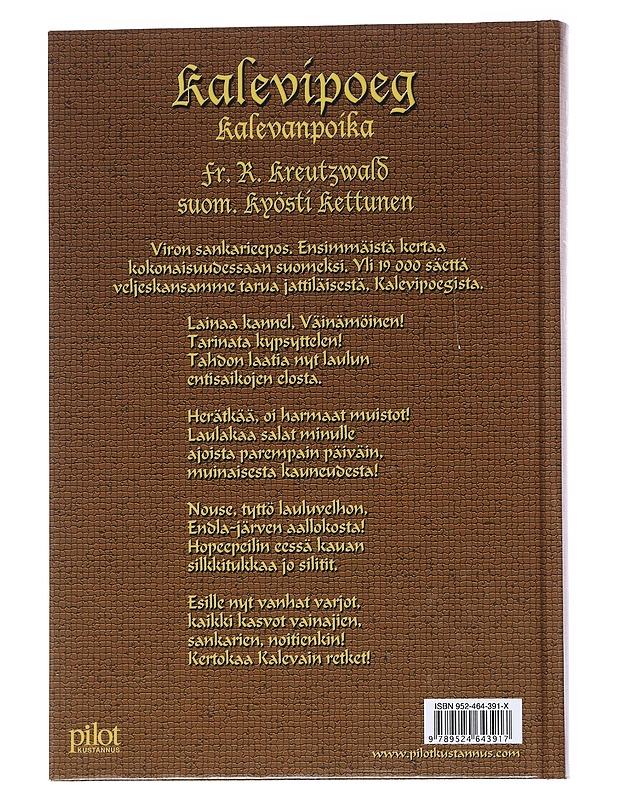  Kalevanpoika - Kreutzwald, Friedrich Reinhold - Romaanit ja novellit - 10105546364 - 1