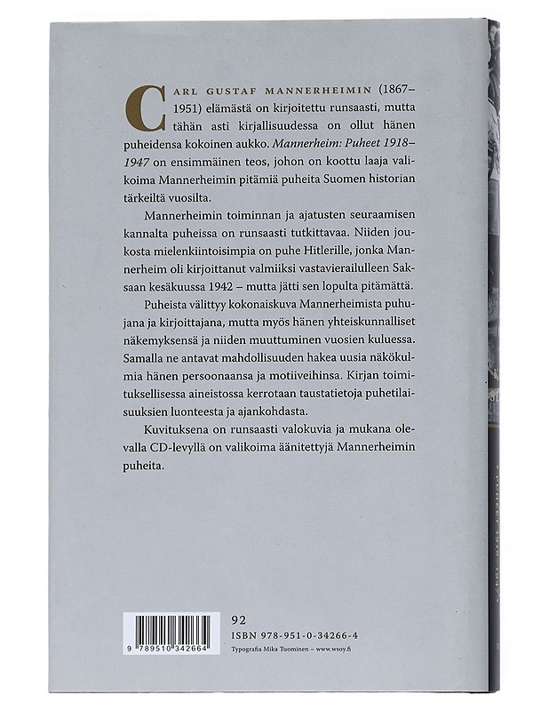 Mannerheim : puheet 1918-1947 - Mannerheim, Carl Gustaf Emil - Elämäkerrat ja muistelmat - 10105546649 - 1