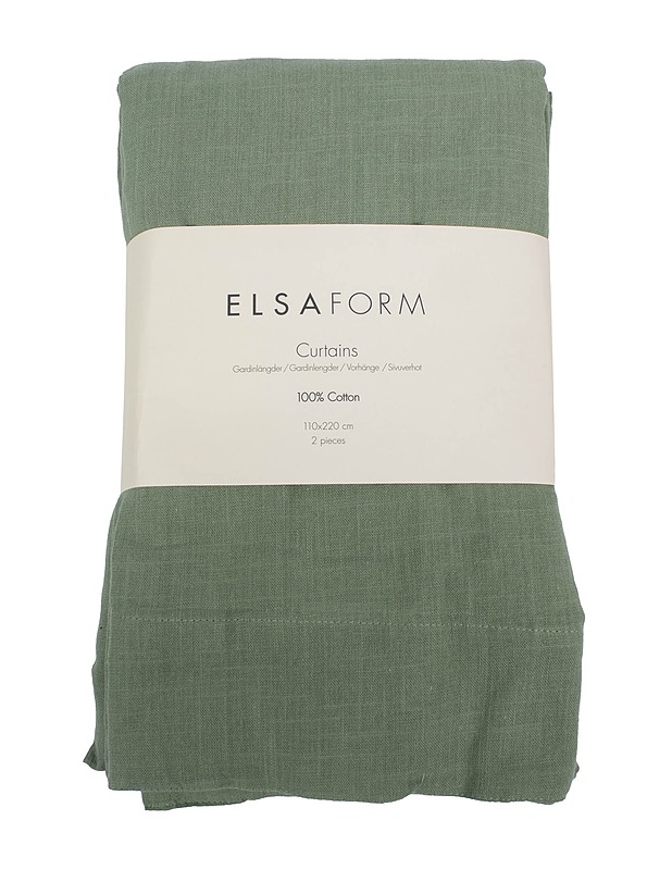 ELSAFORM Vihreä verhot, 110x220 cm - 2kpl - Verhot ja kapat - 10105546850 - 0
