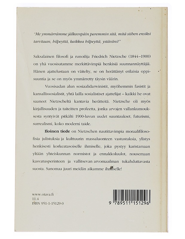 Iloinen tiede - Nietzsche, Friedrich Wilhelm - Elämäkerrat ja muistelmat - 10105547049 - 1