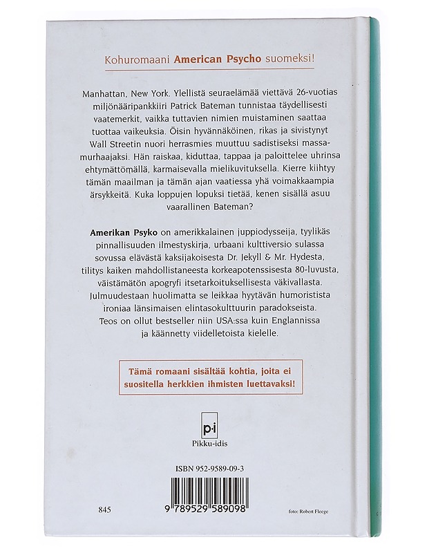 Amerikan psyko - Ellis, Bret Easton - Romaanit ja novellit - 10105547177 - 1