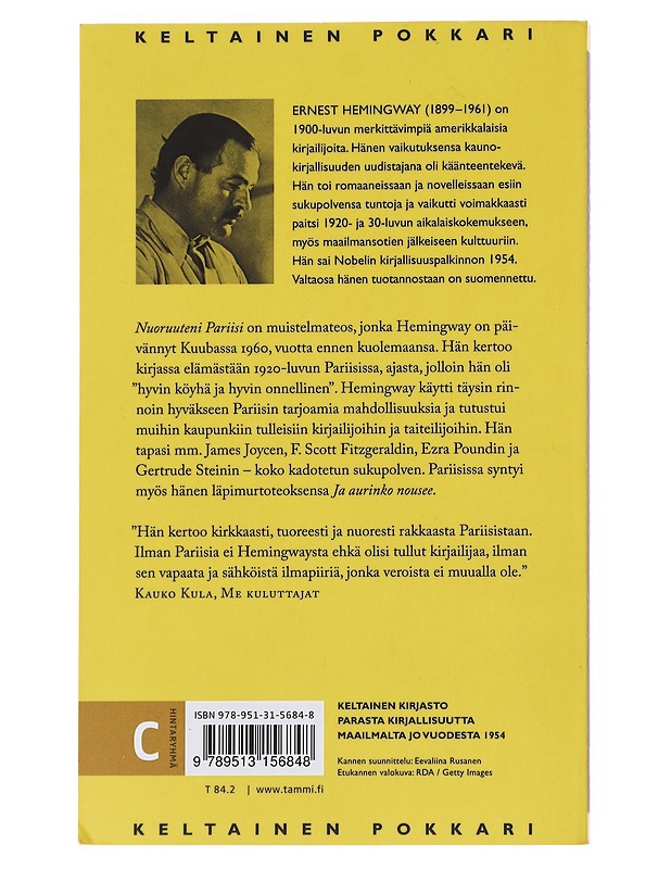 Nuoruuteni Pariisi - Hemingway, Ernest - Elämäkerrat ja muistelmat - 10105547350 - 1