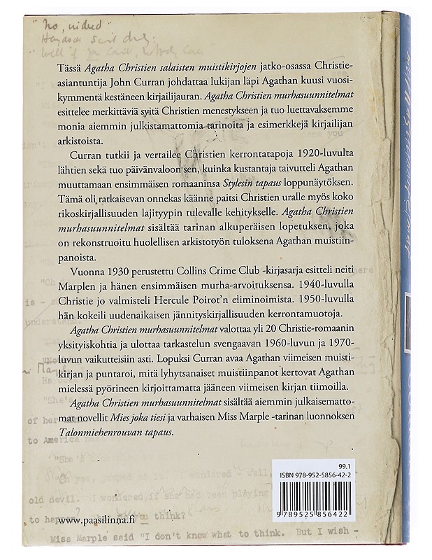 Agatha Christien murhasuunnitelmat : tarinoita ja salaisuuksia kirjailijan arkistoista - John Curran - Elämäkerrat ja muistelmat - 10105547515 - 1
