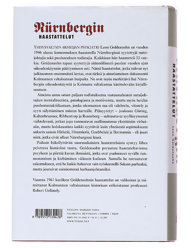 Nürnbergin haastattelut - Goldensohn, Leon - Historiakirjat - 10105547519 - 1
