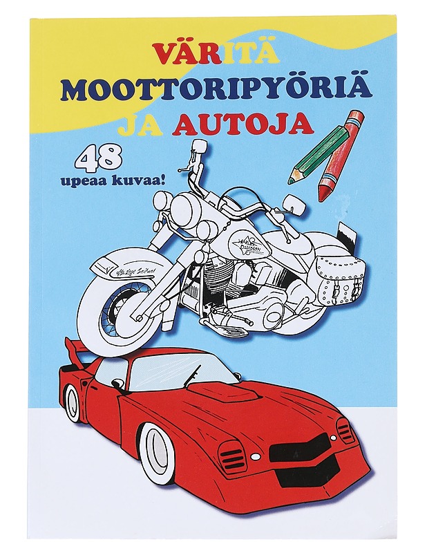 väritä moottoripyöriä ja autoja - Lastenkirjat - 10105547625 - 0