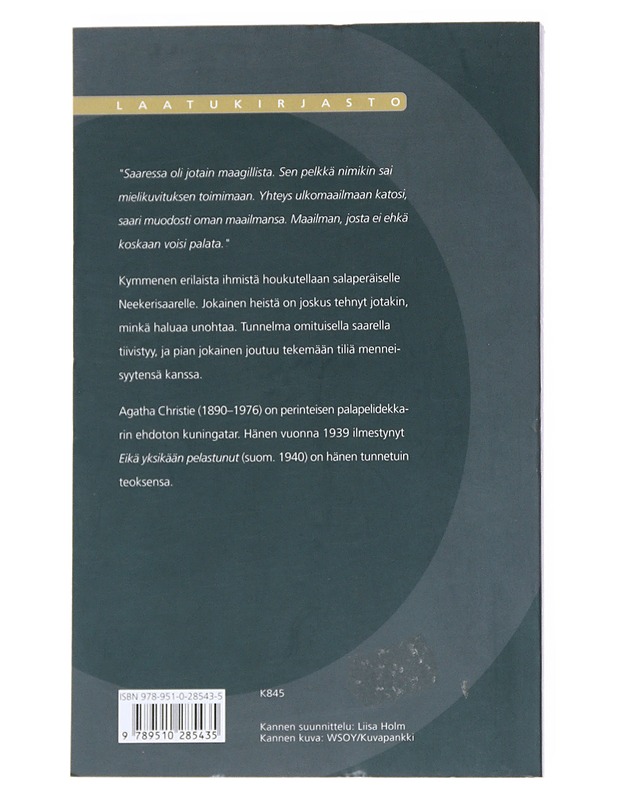 Eikä yksikään pelastunut - Christie, Agatha - Romaanit ja novellit - 10105547663 - 1
