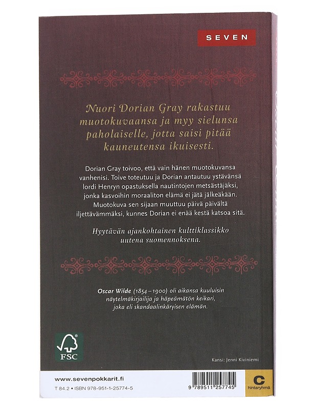 Dorian Grayn muotokuva - Wilde, Oscar - Romaanit ja novellit - 10105547666 - 1