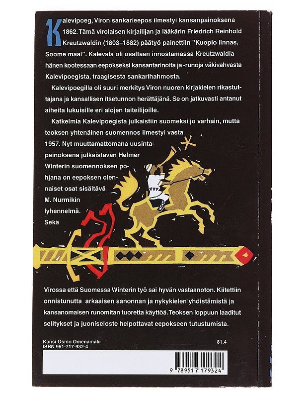 KALEVIPOEG : VIRON SANKARIEEPOS - KREUTZWALD, FRIEDRICH REINHOLD - Kaunokirjallisuus - 10105547706 - 1