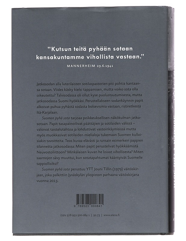 Suomen pyhä sota : papit jatkosodan julistajina - Jouni Tilli - Historiakirjat - 10105547847 - 1