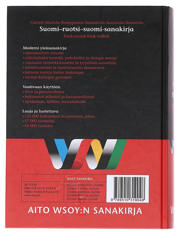 Suomi-ruotsi-suomi sanakirja - Cantell, Ilse - Tietokirjat ja oppaat - 10105547958 - 1