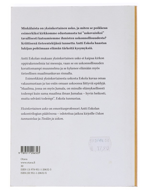 Yksinkertainen usko - Antti Eskola - Elämäkerrat ja muistelmat - 10105548170 - 1