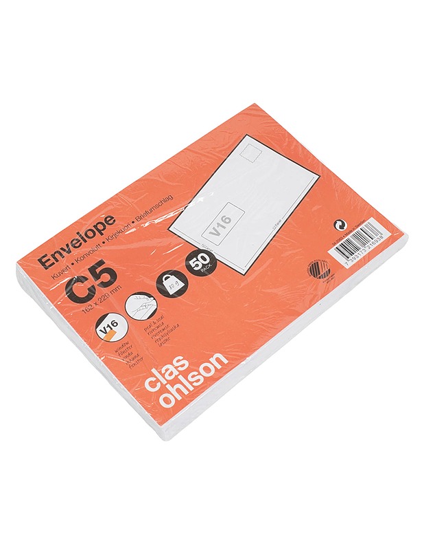 CLASOHLSON C5 kirjekuori, 162x229mm - 50kpl - Askartelu - 10105548412 - 0