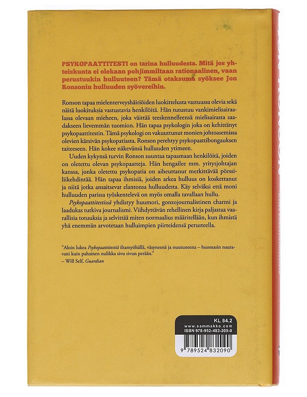 Psykopaattitesti : matka hulluusteollisuuteen - Ronson, Jon - Tietokirjat ja oppaat - 10105548433 - 1