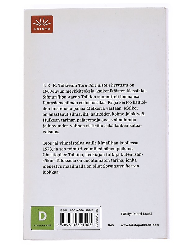 Silmarillion - Tolkien, J. R. R. - Fantasia- ja scifi - 10105548844 - 1