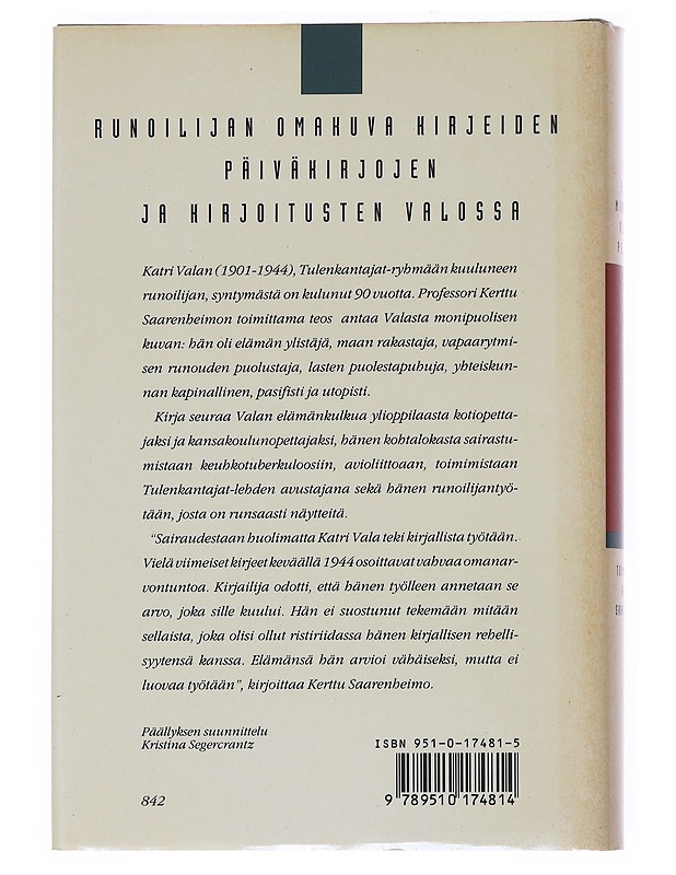 Katri Vala, Eihän minussa ollut pelkoa - Kerttu Saarenheimo - Elämäkerrat ja muistelmat - 10105548875 - 1