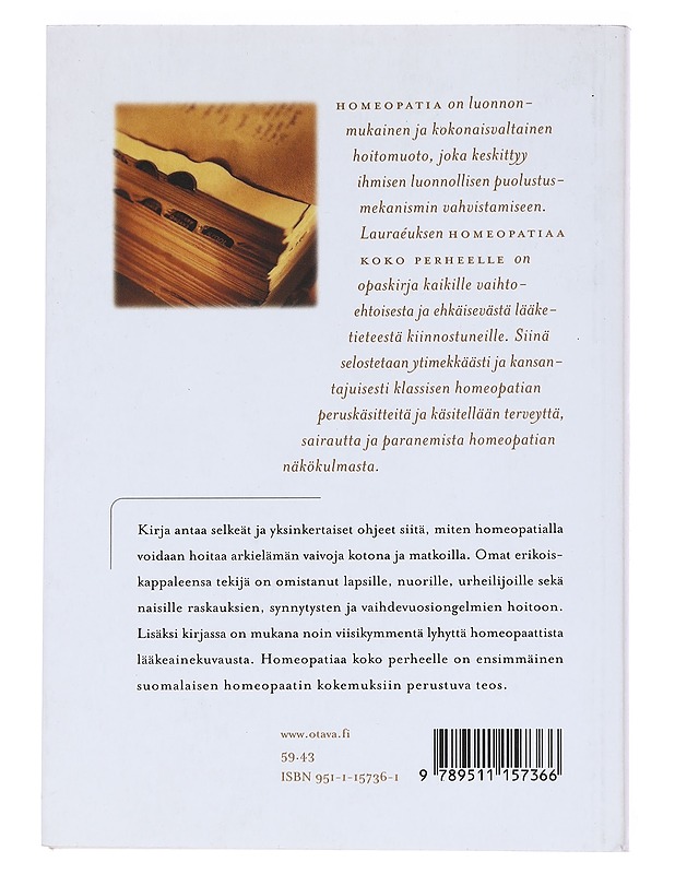 Homeopatiaa koko perheelle - Ritva Lauraéus - Tietokirjat - 10105549001 - 1