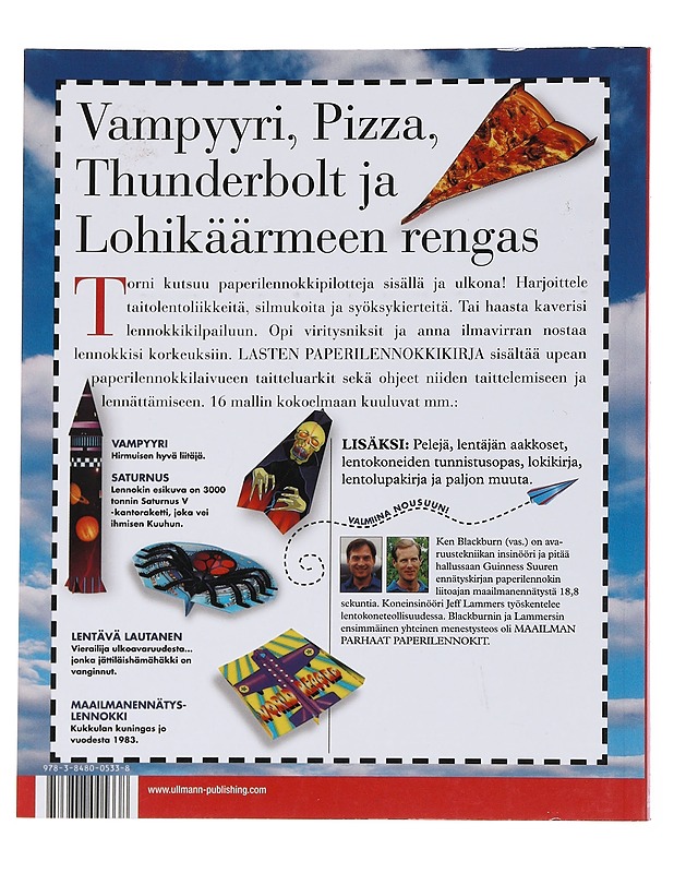 Lasten Paperilennokkikirja -Ken Blackburn, Jeff Lammers - Lastenkirjat - 10105549289 - 1