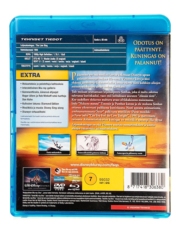 Disney : Leijonakuningas - Blu-ray + DVD - Blu-ray-levyt - 10105549408 - 1