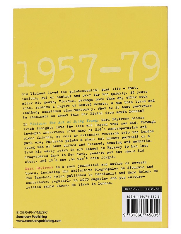 Vicious: The Art of Dying Young - Mark Paytress - Elämäkerrat ja muistelmat - 10105549649 - 1