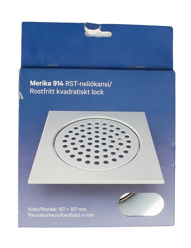 MERISER Merika 914 RST-neliökansi 197 x 197 mm x 4 mm - Rakennustarvikkeet - 10105549815 - 0