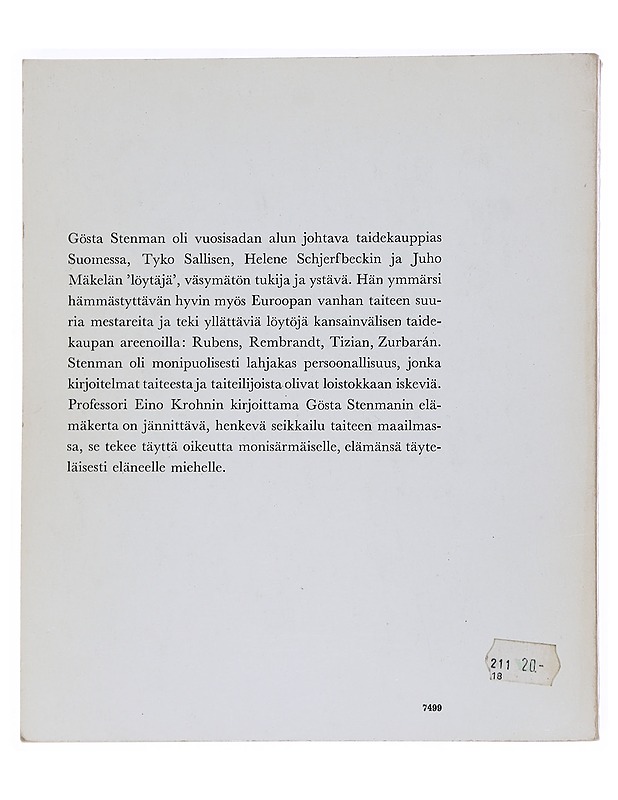 Gösta Stenman: löytöretkeilijä taiteen maailmassa - Krohn, Eino - Elämäkerrat ja muistelmat - 10105549949 - 1