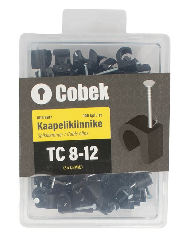 COBEK TC 8-12 kaapelikiinnike 3 x 1,5 MMJ kaapeleille, 100 kpl - Rakennustarvikkeet - 10105550117 - 0