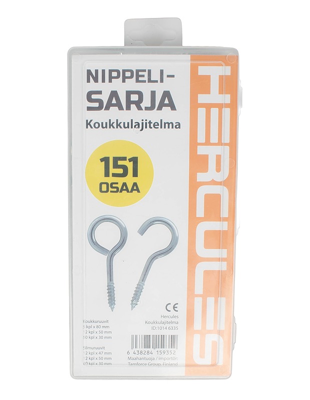 HERCULES nippelisarja: koukkulajitelma, 151 kpl - Rakennustarvikkeet - 10105550397 - 0