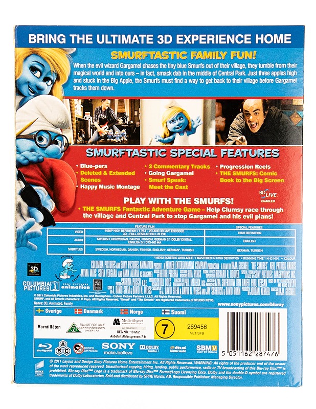 Smuffit - Blu-ray 3D - Blu-ray-levyt - 10105550409 - 1