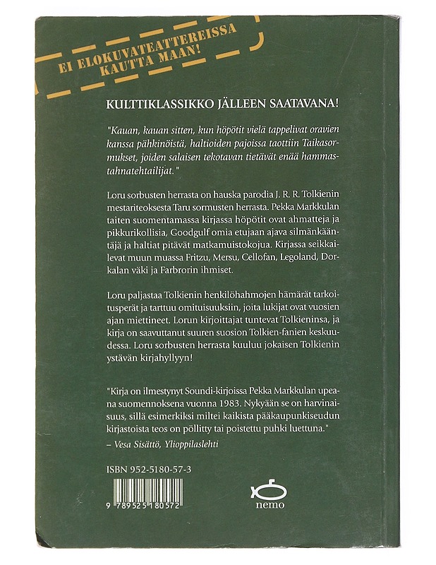 Loru sorbusten herrasta : parodia professori J.R.R. Tolkienin trilogiasta Taru sormusten herrasta - Beard, Henry N. - Fantasia- ja scifi - 10105550460 - 1