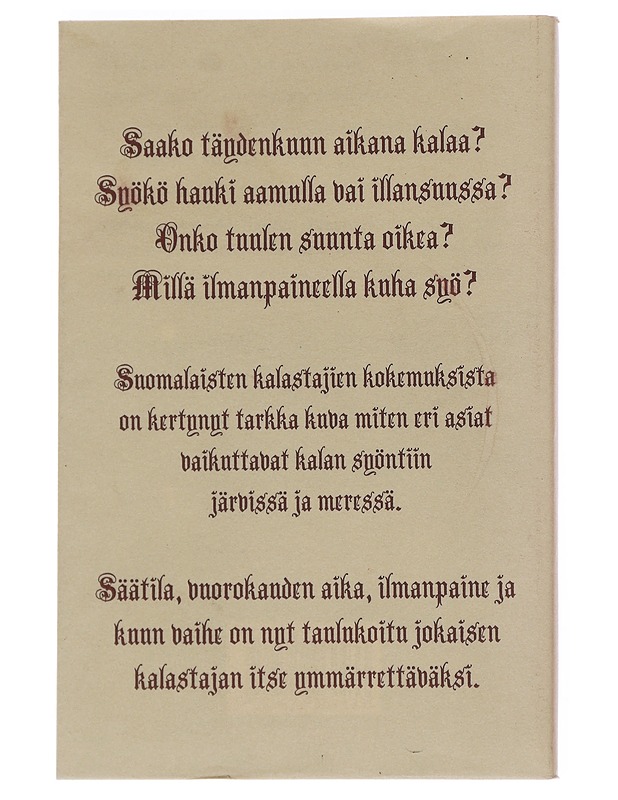 Nappaako tänään : Opaskirja kalamiehille kalantulon ennustamisessa - A. Merivesi - Tietokirjat ja oppaat - 10105550522 - 1